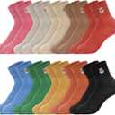 Eurzom 10 Pairs Socks Womens Crew Elastic Ankle Length Cotton Socks Aesthetic Cute Lightweight Low Cut Gifts for Women (One Size, Bear)