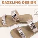 ONCAI Women's Slide Sandals Trendy Square Summer Flat Dressy Sandals for Women 2025 Cross Strappy Open Split-Toe Ring with Slip-on Rubber Soles (Beige)
