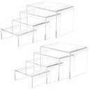 Cerpourt 8Pcs Acrylic Display Risers(6",5",4" 3") Clear Product Stand,Cupcakes Holder Dessert Display Transparent Showcase Stands, Candy Bar Risers, Acrylic Lifts Display for Figures