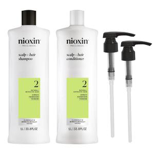 Nioxin Shampoo & Conditioner Liter Duo Sets | Prepacks with Pumps Included | Systems 1-4 | For Natural, Colored, & Damaged Hair with Light to Progressed Thinning | Strengthen & Boost Hair Density