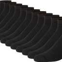 Hanes Men's Double Tough Ankle Socks (12-14, Black - 12 Pack)