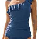 ZAFUL Women's Two Piece Tankini Swimsuits Tummy Control Crisscross Bathing Suits V-Wire Swim Tank Tops with Briefs L
