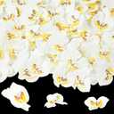 Janinka 80 Pcs Orchids Artificial Flowers Silk Phalaenopsis Flower Heads Fake Orchids Flowers for Cocktails Drink False Butterfly Orchid Head for Wedding Floral Bouquet DIY Craft Bridal Decor(White)