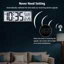 WallarGe 14.5'' Atomic Clock with Backlight, Large Digital Wall Clock Battery Operated, Large Display with Temperature and Date, Easy to Read and Set Digital Wall Clock, Auto DST