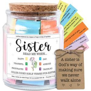 NewEleven Mothers Day Gifts For Sister - Inspirational, Birthday Gift For Sister, Sisters In Law, Soul Sis - Sisters Gifts From Sister, Brother, Friend, Family - Bible Verse Jar