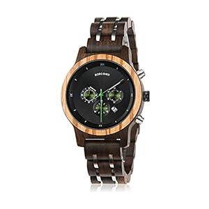 BOBO BIRD Women Wooden Watches Luxury Wood Metal Strap Chronograph & Date Display Quartz Watch Fashion Zebra Wood Casual Business Ebony Wristwatches (Custom)