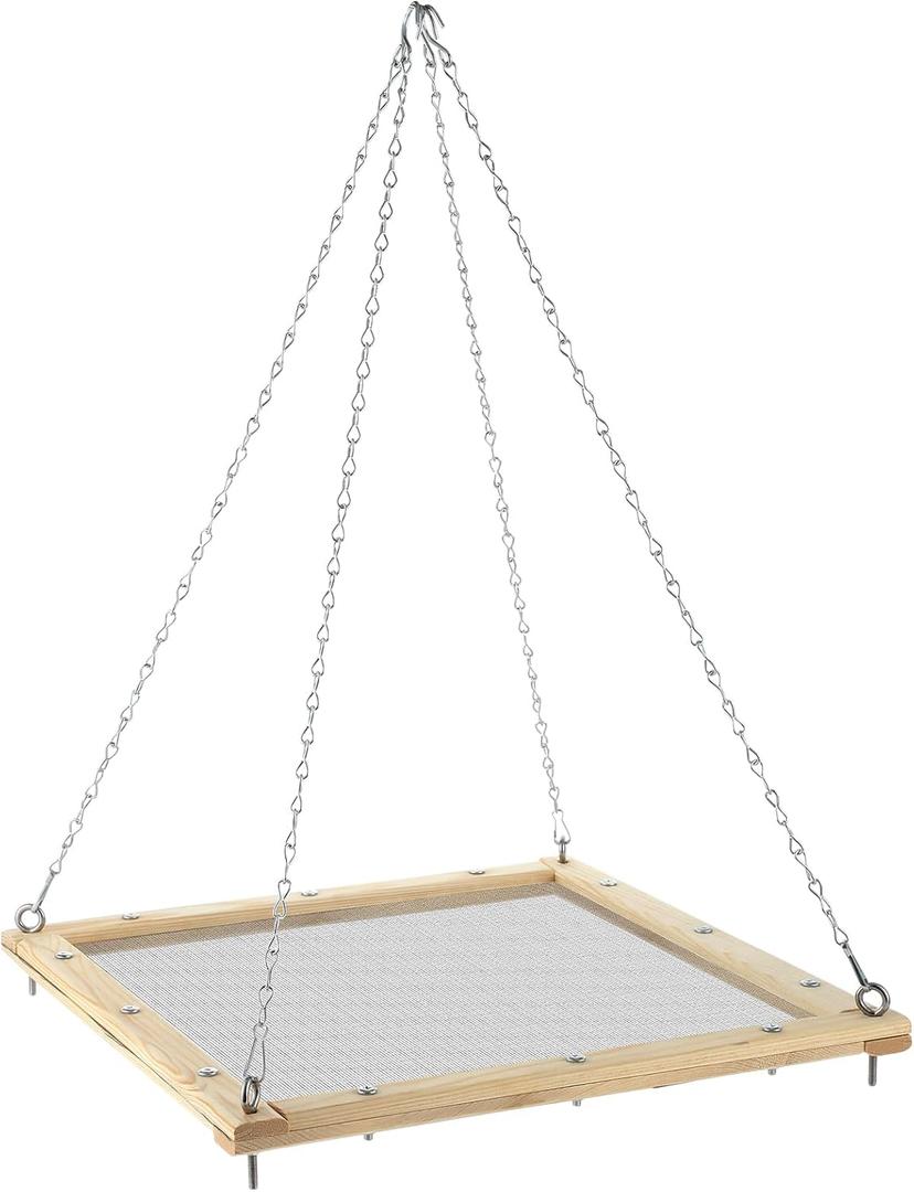 Kritkin 16 Inch Bird Seed Catcher Hanging Wooden Platform Bird Seed Catcher Tray for Hummingbird Feeders Bee Feeder Outdoor Garden Accessories