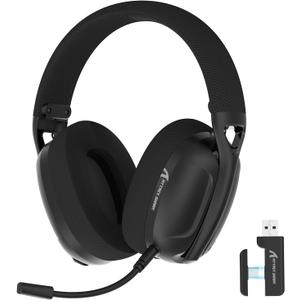 ZIYOU LANG L80 Wireless Gaming Headset Ultralight Over Ear with 2.4Ghz USB C&A Dongle/Bluetooth 5.3/3.5mm Wired Detachable Mic Stereo Sound 600mAh Battery for PC Mac PS4 PS5 Switch Win Gamer(Black)