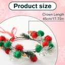 Christmas Flower Crown Headband, Christmas Floral Headpiece for Women Girls Xmas Winter Costume Holiday Party