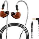 in Ear Monitor Headphones, HiFi Stereo IEM Earphones, Dynamic Dual Driver Wired Earbuds with Detachable Cable, Noise Canceling Headset for Singers Musicians Drummers Audiophile (Wood Grain)