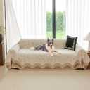 Boho Couch Cover for Dogs - Pet Proof Sofa Covers for 2 Cushion Couch, Non-Slip Chenille Sofa Slipcover, Pet Friendly Furniture Cover Fits Love Seat, 71"x118", Light Brown