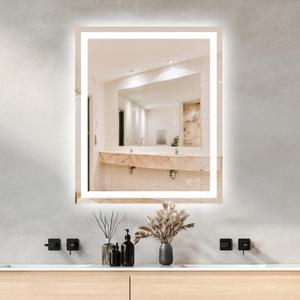 30 x 36 LED Vanity Mirror for Bathroom, Frontlit & Backlit LED Mirror for Bathroom with 3 Colour Lights, Wall Vanity Mirror with Anti-Fog, Shatterproof & Memory Function, Perfect for Modern Bathrooms (Frameless)