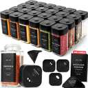 Square Spice Jars with Adjustable Rotating Lids (24 Pack)  4oz Glass Spice Jars with 240 Labels, Funnel & Brush  Airtight Spice Containers for Kitchen Organization