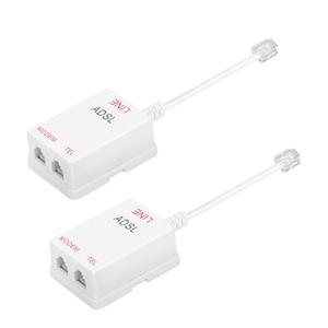 Uvital in-Line DSL Filter Splitter, ADSL Splitter Filter, DSL Filter for Landline Phone, RJ11 6P2C Male to 2 Female Telephone DSL Modem, White (2PC)
