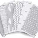 Burp Cloths for Baby Girl - Ultra Absorbent Burping Rags - Anti Shrink Unisex Burpy Clothes - Super Soft Jersey Cotton, Large 21"x10" - Thick for Newborn Cloth Diapers - 6 Pack by Baebae Goods (Grey Clouds)