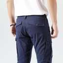 Plaid&Plain Men's Cargo Pants Slim Fit with Articulated Knees (Blue, M)