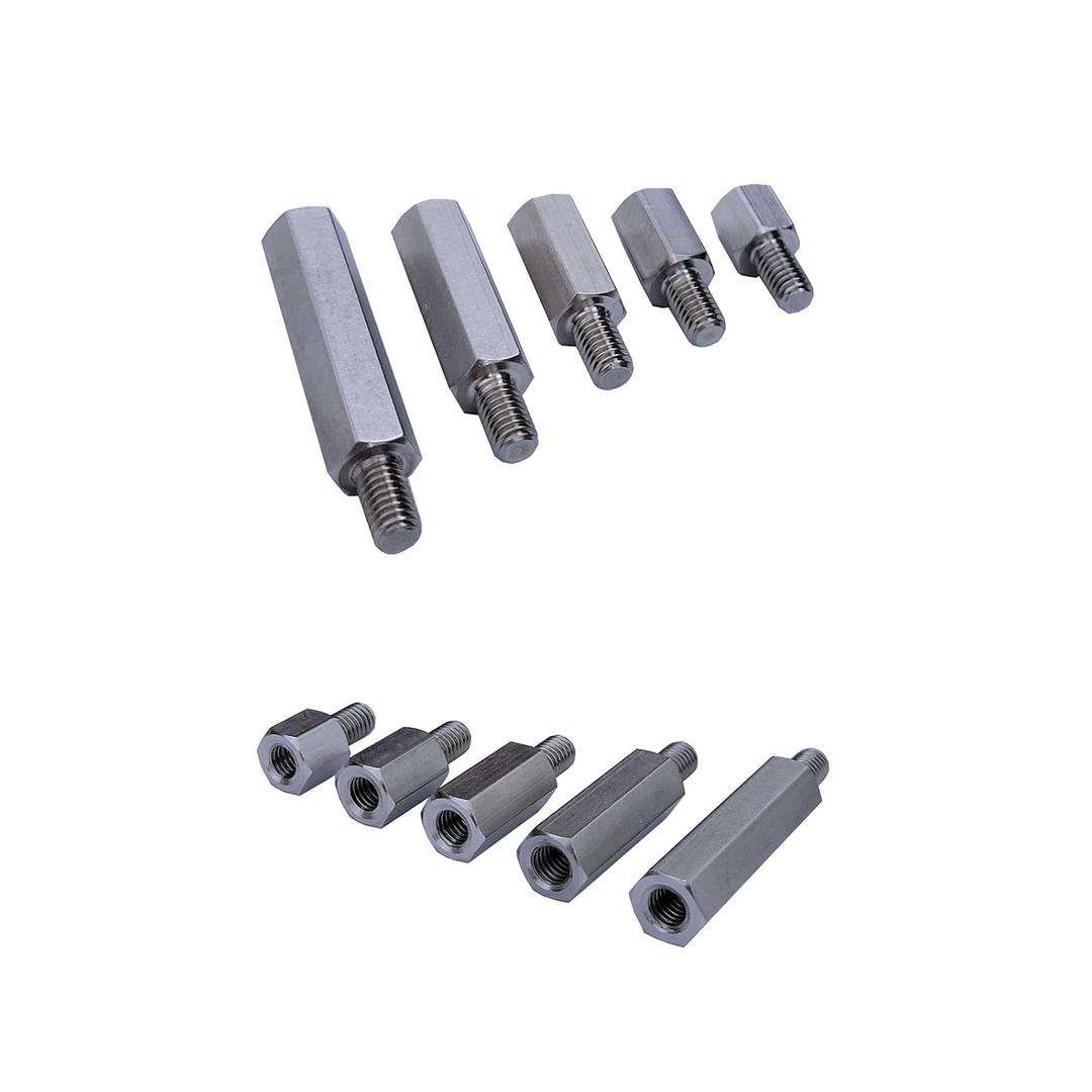 10 Pcs Stainless Steel Single Head Stud Hex Standoff Spacers Male to Female Thread 10mm 15mm 20mm 30mm 40mm M6 x M6 for PCB Hexagonal Fasteners Hardware Accessories