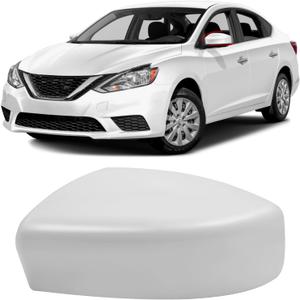 Moonlinks Compatible with Nissan Sentra 2013 2014 2015 2016 2017 2018 2019 Left Side Mirror Cover Replacement, White Primer Left Driver Side Door Rearview Mirror Cap Trim