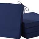 Outdoor Chair Cushions Set of 4, Waterproof Patio Chair Cushions, 19" x 19"x 3" Patio Cushion for Outdoor Furniture, Outdoors Seat Cushion for Patios Furniture with Handle and Ties, Navy Blue