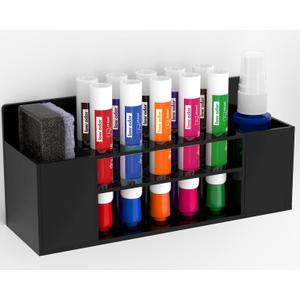 HBlife Acrylic Dry Erase Marker Holder Wall Mount, 10 Slots Whiteboard Marker Holder for Office, School and Home, Marker, Eraser and Whiteboard Cleaner Not Included, Black