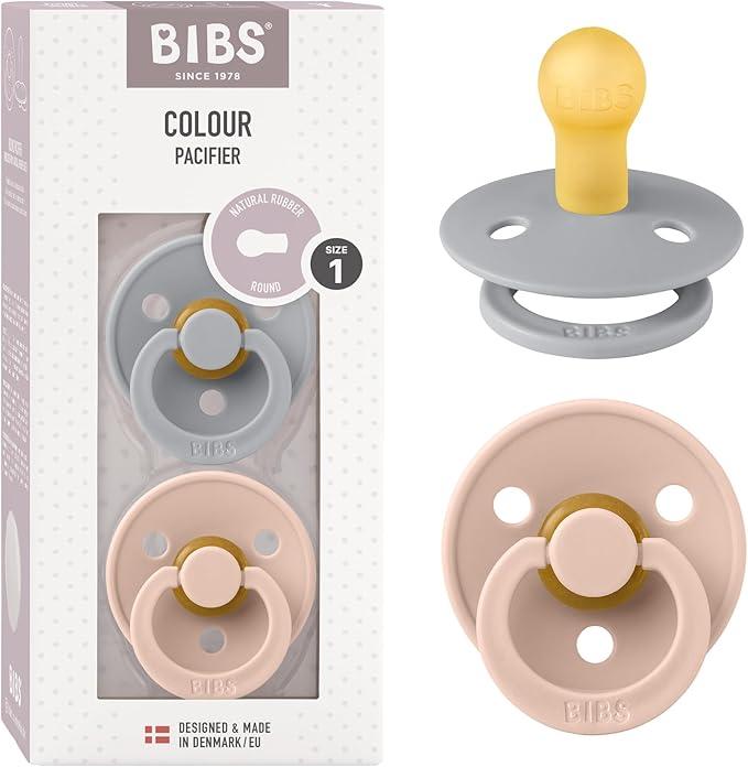 Bibs Pacifiers Color Collection, Set of 2 BPA-Free Latex Pacifiers, Round Nipple Baby Pacifier (18+ Month (Pack of 2))