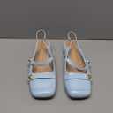 Slingback Mary Jane Heels for Women Low Block Heel Closed Square Toe Pump Shoes Heels Classic Daily Office Dressy Shoes (7.5)