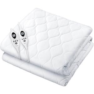 Beurer UWB70 Heated Mattress Pad Queen, Dual Control Electric Mattress Cover with Separate Feet/Body Heat, Auto Shut Off, 9 Warming Levels, Overheat Protection, and Soft Quilted Fabric, 60" x 80"