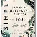 SIMPLY Laundry Detergent Sheets - UP TO 120+ Loads - Fresh Scent - 60 Detergent Sheets - Concentrated Liquidless Laundry Soap - No Plastic Jug -
