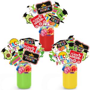 Mexican Graduacin Party Decorations Table Toppers Set of 24 Graduation Fiesta Taco Bout a Future Centerpieces Sticks Congrats Grad Class of 2026 Graduation Party Supplies