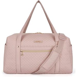 Travel Duffle Bag, BAGSMART 37L Weekender Overnight Bag with Wet Pocket for Women, Large Carry On Bag with Laptop Compartment and Shoes Bag for Travel, Business Trips, Sports(Pink)