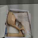 DREAM PAIRS Platform Heels for Women, Square Toe Chunky High Heels Ankle Strap Sandals for Wedding Party Formal Event (Beige), size 7.5