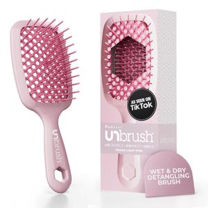 FHI Heat UNbrush Detangling Brush for Pain-Free Brushing on All Wet or Dry Hair Types  Durable DuoFlex Anti-Static Bristles, Lightweight Handle, Vented Hair Brush