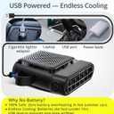 Car Seat Fan with Seatback Cooling Airflow for Driver & Back Seat Passengers, 3-speed Quiet USB Backseat Fan for Baby Rear Facing, Headrest Carseat Fan for Infant, Kids & Dogs