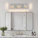 3-Light Bathroom Light Fixtures,Modern Crystal Bathroom Vanity Lights Fixture Over Mirror, Crystal 3 Lights Wall Sconce for Mirror Bedroom, Living Room