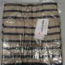 UEU Women's Summer Striped Sleeveless Sweater Mini Dress V Neck Elegant Bodycon Knit Dress Button Work Short Dresses (Small, Khaki Black Striped)