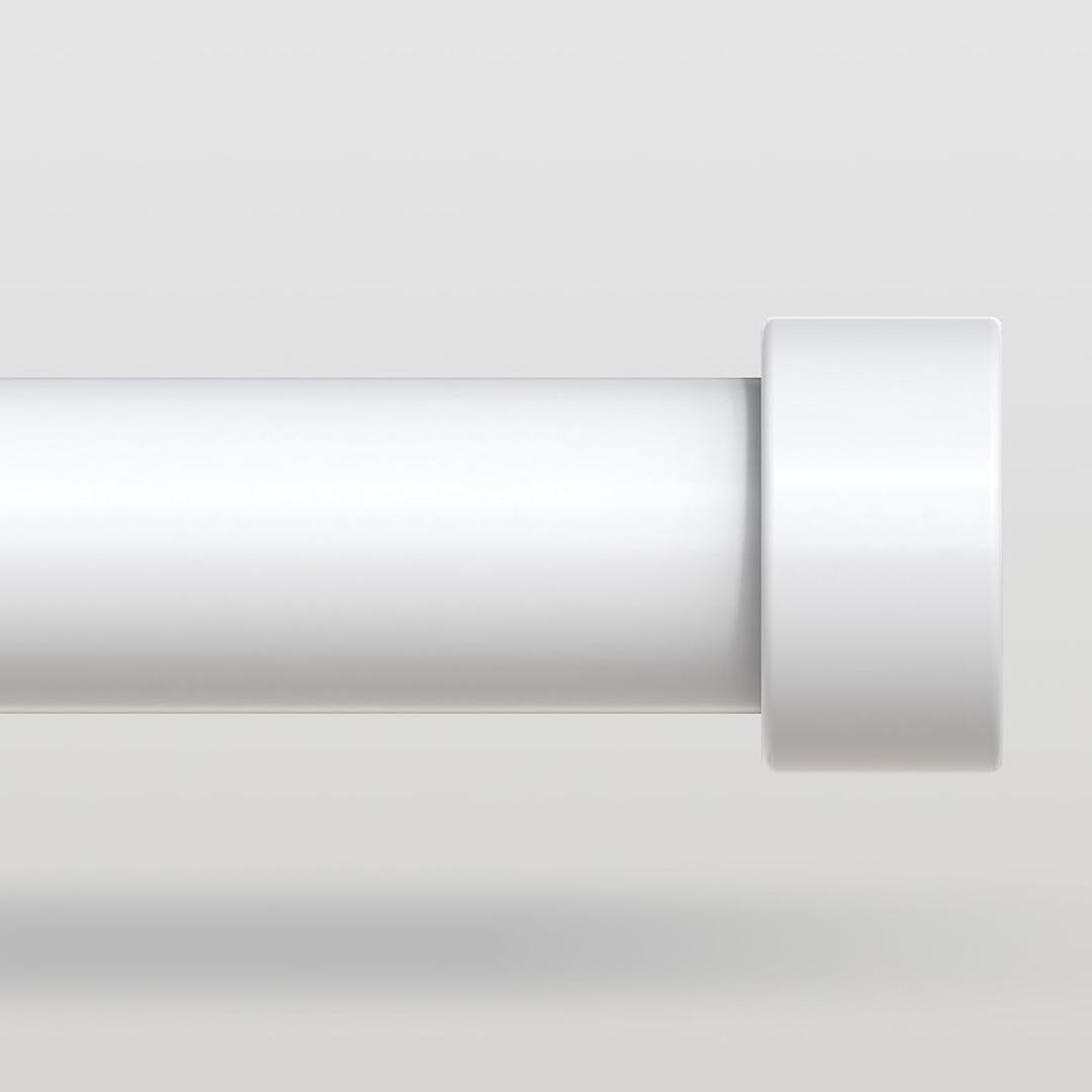 White Curtain Rods for Windows 66 to 120 Inch(5.5-10 Feet),1" Diameter Drapery Rods with Modern Style End Cap Finials,Size:36-120 Inch