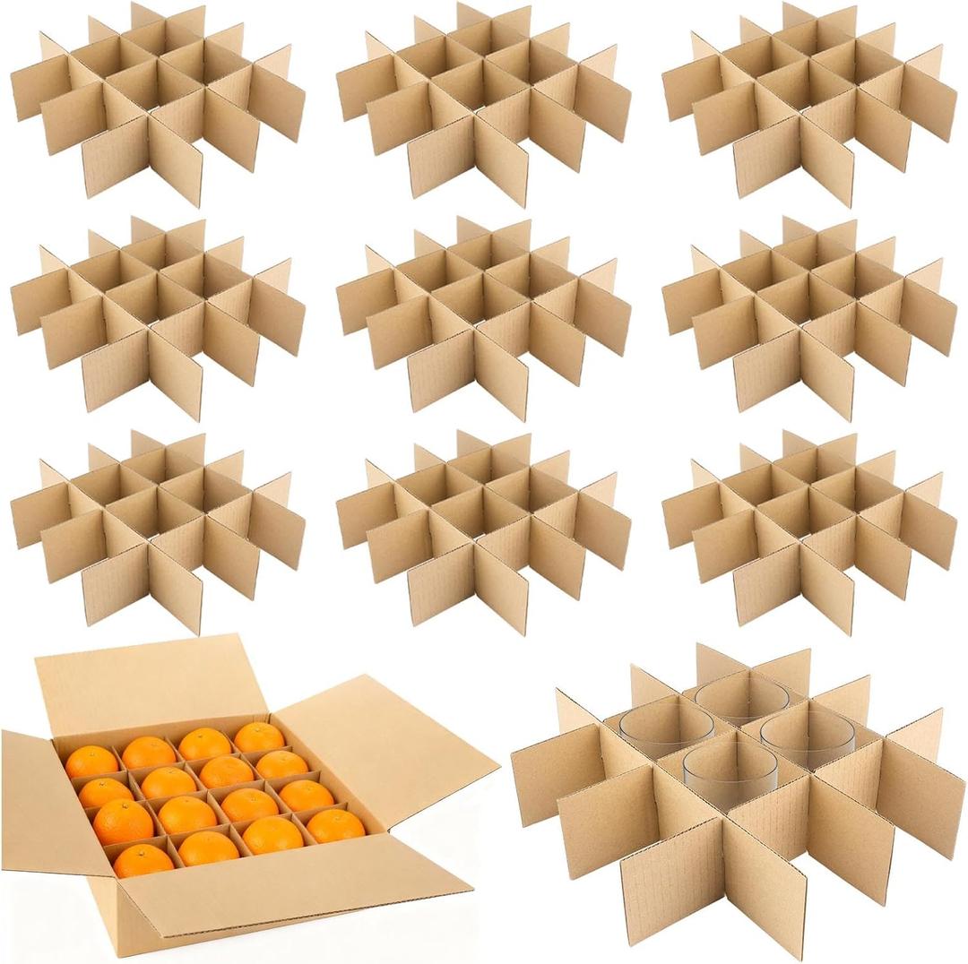 10 Set Moving Box Divider Kits, 13 x 13 x 3Inch Shipping Protective Cardboard Packing Dividers for Glassware Fruit Separation, Moving Kitchen Packing Supplies(Box Not Included)