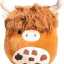 12'' Scottish Cow Plush Toy - Soft Stuffed Animal Pillow for Kids, Girls, Boys - Cute Kawaii Brown Fluffy Cow Plushie for Birthdays