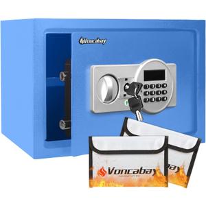 Voncabay Money Safe Box for Home with Digital Keypad, 0.8 Cu. Ft., Blue