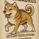 Vintage Dinosaur Shiba Inu Tin Sign, Fun Wall Art for Indoor and Outdoor Decor - Beware of Animals Decorative Metal Poster 12x8 Inch (Multicolor-9214)