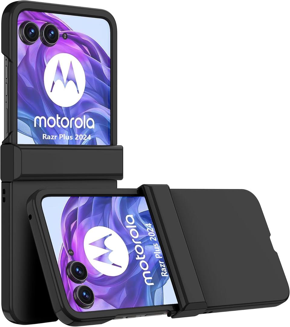 for Motorola Moto Razr+ 2024/Razr Plus 2024/2025 Case,high qualit,Hard Shell,Non-Slip Touch,Scratch Resistant,Anti-Skid-Black (Black2024)