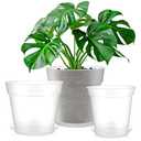 Baderke 3 Pack Clear Nursery Pot Plastic Nursery Pot Large Plant with Drainage Holes for Root Health Indoor Outdoor (8 Inches,9.25 Inches,9.6 Inch)