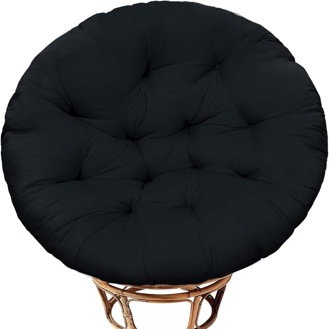 Papasan Chair Cushion Only, 52 in Cushion for Papasan, Round Leisure Papasan Seat Cushion (Black)