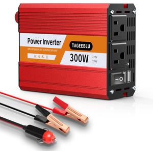 500W Power Inverter DC 12V to 110V AC Car Inverter with 4.2A Dual USB(18W) Charging Ports, Dual AC Adapter for Laptops