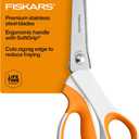 Fiskars Pinking Shears, Gifts for Mom, Fabric Scissors with Ergonomic Handle,Zig Zag Edge and Stainless Steel Blades, Orange/White