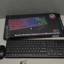 Wireless Keyboard and Mouse Combo, RGB Backlit, Rechargeable & Light Up Letters, Full-Size, Soft Typing, Sleep Mode, 2.4GHz Quiet Keyboard Set for Mac, Windows, Laptop, PC, Trueque KM42Pro (Black)