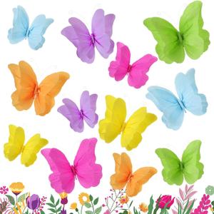 Feifeiya 12 Pcs 3D Paper Hanging Butterflies, Butterfly Party Decorations 3D Paper Decoration for Baby Shower Nursery Wall Party Decorations(Bright)