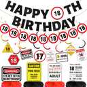 18th Birthday Decorations Banner Boys - 14 Pcs Multicolor Warning Banner Glitter Garland Table Honeycomb Centerpieces Decor For Girls 18 Year Old Party Supplies