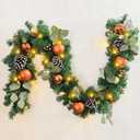 WANNA-CUL Pre-Lit 6 ft/ 72 Inch Christmas Garland with Lights Decoration for Mantle with Copper Gold Christmas Ball Ornaments, Battery Operated 30 LED Lights