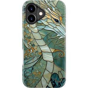 for iPhone 17 Case - Wireless Charging Compatible - Dual-Layer Hard Shell + Silicone Cover - Shockproof Protective Phone Case with Stylish Designs for Women - an Abstract Dragon